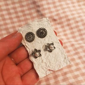 Silver flower earrings